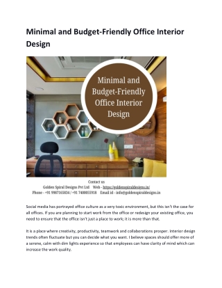 Minimal and Budget-Friendly Office Interior Design