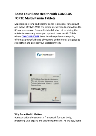 CONCLUS FORTE Bone Health Supplement | Multivitamin for Strong Bones