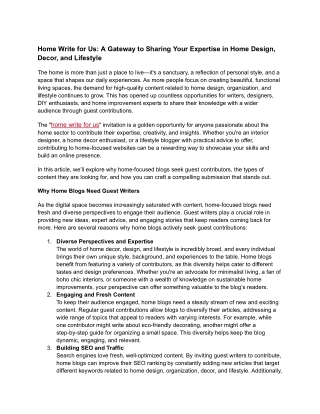 Home Write for Us_ A Gateway to Sharing Your Expertise in Home Design, Decor, and Lifestyle