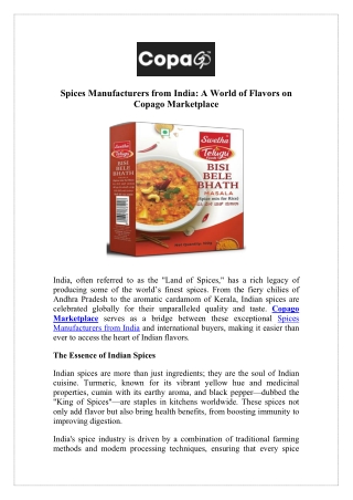 CopagoMarketplace: Leading Spices Manufacturers for Your Brand
