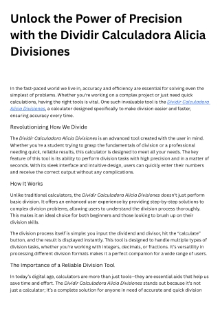 Unlock the Power of Precision with the Dividir Calculadora Alicia Divisiones