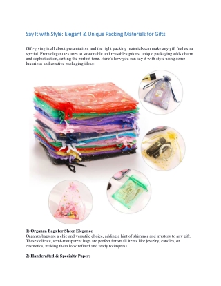 Elegant & Unique Packing Materials for Gifts