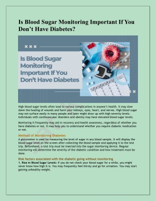 Is Blood Sugar Monitoring Important If You Don’t Have Diabetes