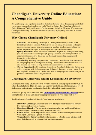 Chandigarh University Online Education