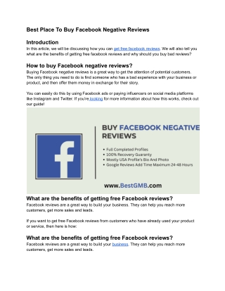 Best Place To Buy Facebook Negative Reviews In 2024