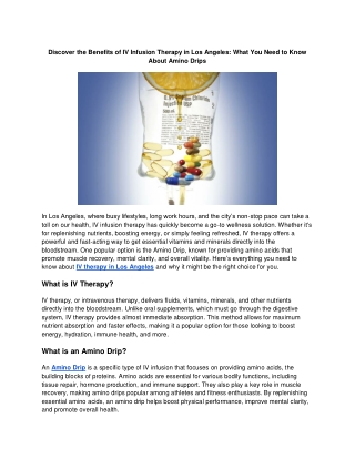 IV Therapy in Los Angeles – A Modern Approach to Wellness