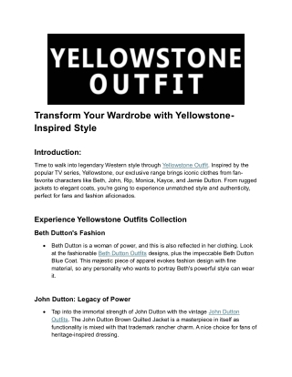 Yellowstone Outfit