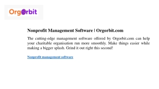 Nonprofit Management Software  Orgorbit.com