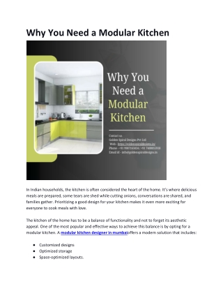 Why You Need a Modular Kitchen