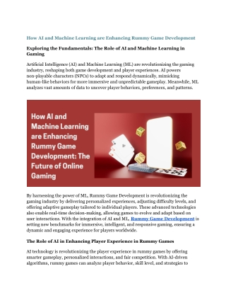 How AI and Machine Learning are Enhancing Rummy Game Development