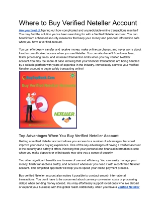 Where to Buy Verified Neteller Account