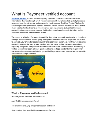 What is Payoneer verified account