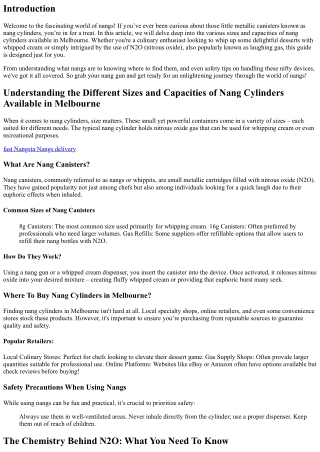 Understanding the Different Sizes and Capacities of Nang Cylinders Available in