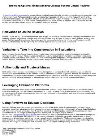 Browsing Options: Comprehending Chicago Funeral Home Reviews