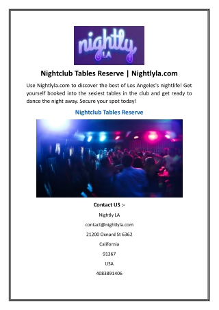 Nightclub Tables Reserve  Nightlyla.com
