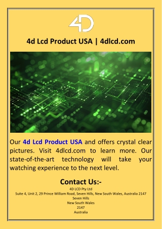 4d Lcd Product USA  4dlcd.com