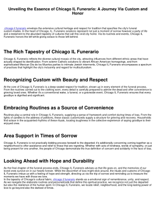 Unveiling the Essence of Chicago IL Funerario: A Journey With Custom and Honor