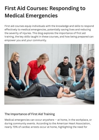 First Aid Courses Invest in Your Safety Skills