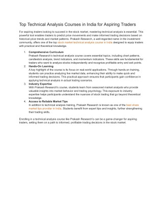 Top Technical Analysis Courses in India for Aspiring Traders