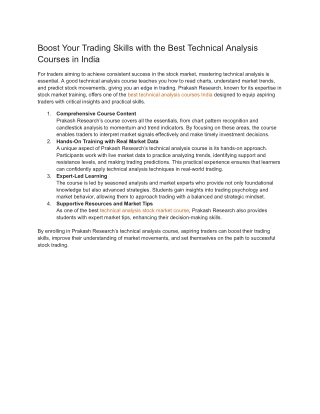 Boost Your Trading Skills with the Best Technical Analysis Courses in India