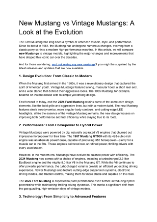 New Mustang vs Vintage Mustangs: A Look at the Evolution