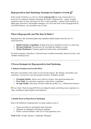 Hypergrowth in SaaS Marketing Strategies for Explosive Growth