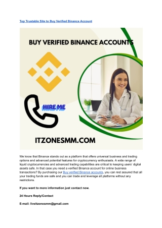 Top Trustable Site to Buy Verified Binance Account