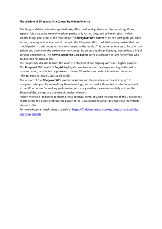 The Wisdom of Bhagavad Gita Quotes by Hidden Mantra