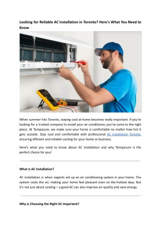 ac installation toronto