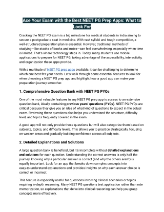 Ace Your Exam with the Best NEET PG Prep Apps_ What to Look For