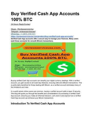 Buy Verified Cash App Accounts 100% BTC
