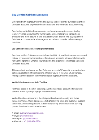 Find A Quick Way To Buy Verified Coinbase Accounts