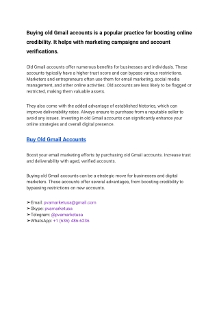 Buy old Gmail accounts