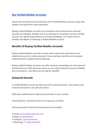 Best Guide To Buy Verified Neteller Accounts In On