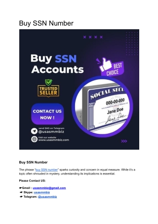 Top 10 Site To Buy SSN Number In The Time