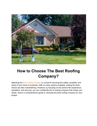 How to Choose The Best Roofing Company_