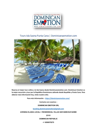 Tours Isla Saona Punta Cana | Dominicanaemotion.com