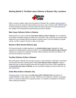 Sterling Spirits II: The Best Liquor Delivery in Bossier City, Louisiana