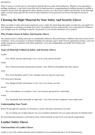 Picking the Right Material for Your Safety Handwear covers