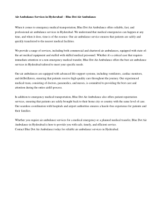 Air Ambulance Hyderabad
