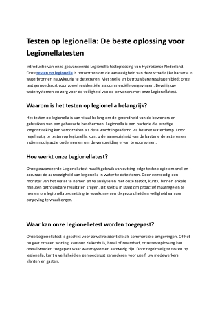 Testen op legionella