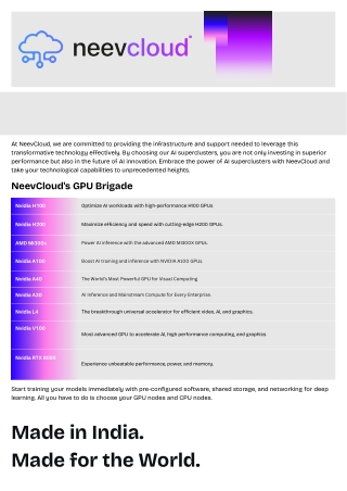 NeevCloud Redefining AI Cloud Solutions