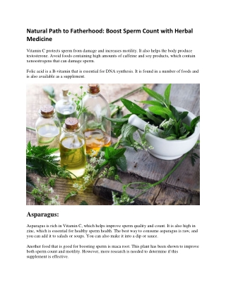 Natural Path to Fatherhood: Boost Sperm Count with Herbal Medicine