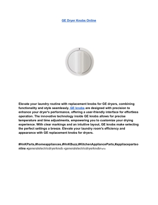 GE Dryer Knobs Online