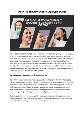 Open Rhinoplasty (Nose Surgery) in Dubai