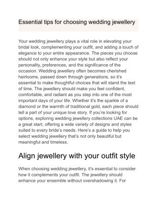 Essential tips for choosing wedding jewellery