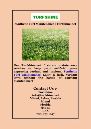 Synthetic Turf Maintenance | Turfshine.net