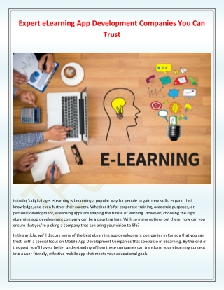 Expert eLearning App Development Companies You Can Trust