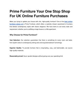 Prime Furniture Your One Stop Shop For UK Online Furniture Purchases (1)