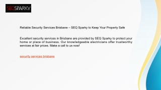 Reliable Security Services Brisbane – SEQ Sparky to Keep Your Property Safe